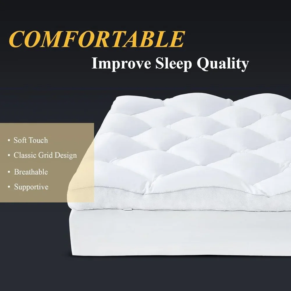 DOWNCOOL 3 Inch Twin Mattress Topper, Ultra Thick Fluffy Supportive Memory Foam